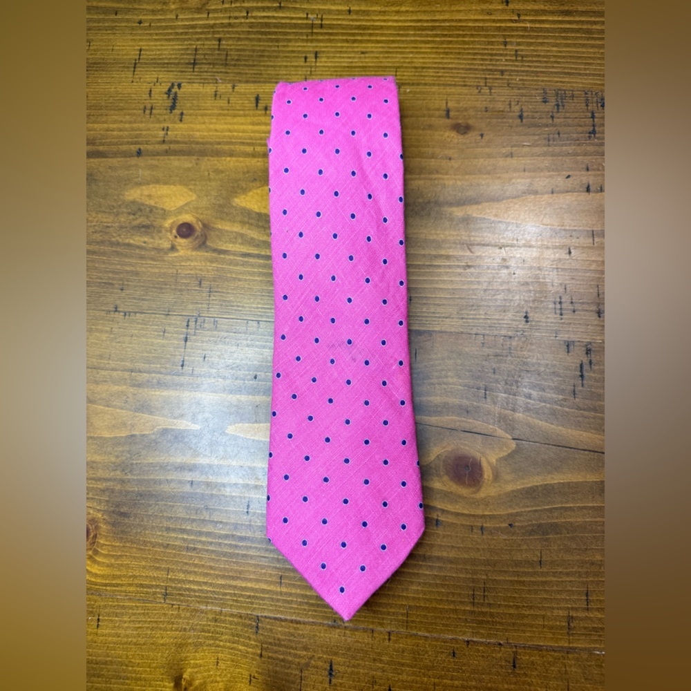 Michelson Heritage Pink Polka Dot/Paisley 100% Linen Men's Tie